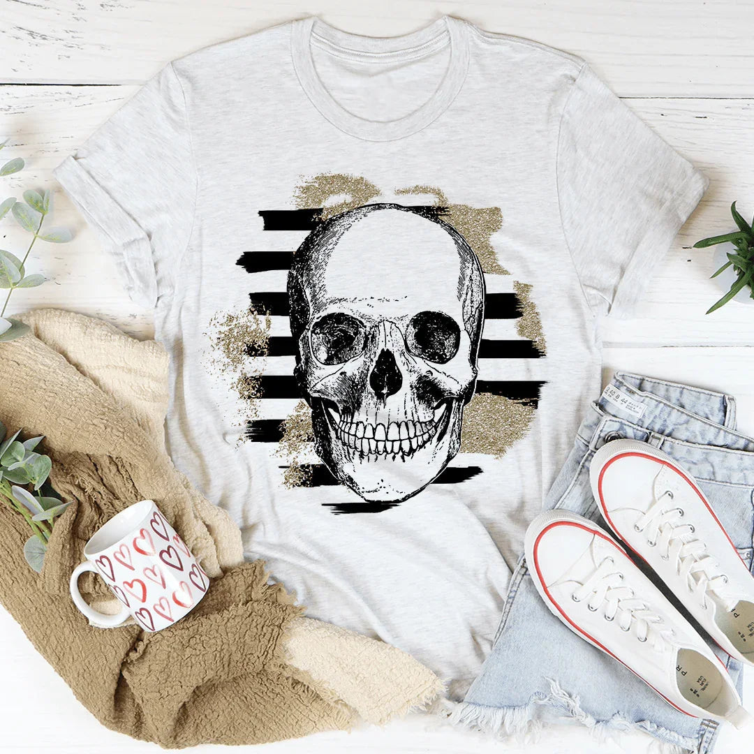 Striped Skull Tee - Premium Cotton Comfort - Korvel