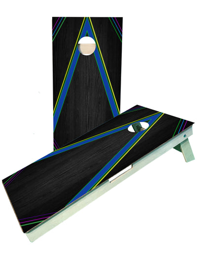 Vibrant Neon Striped Cornhole Boards for Ultimate Fun - Korvel