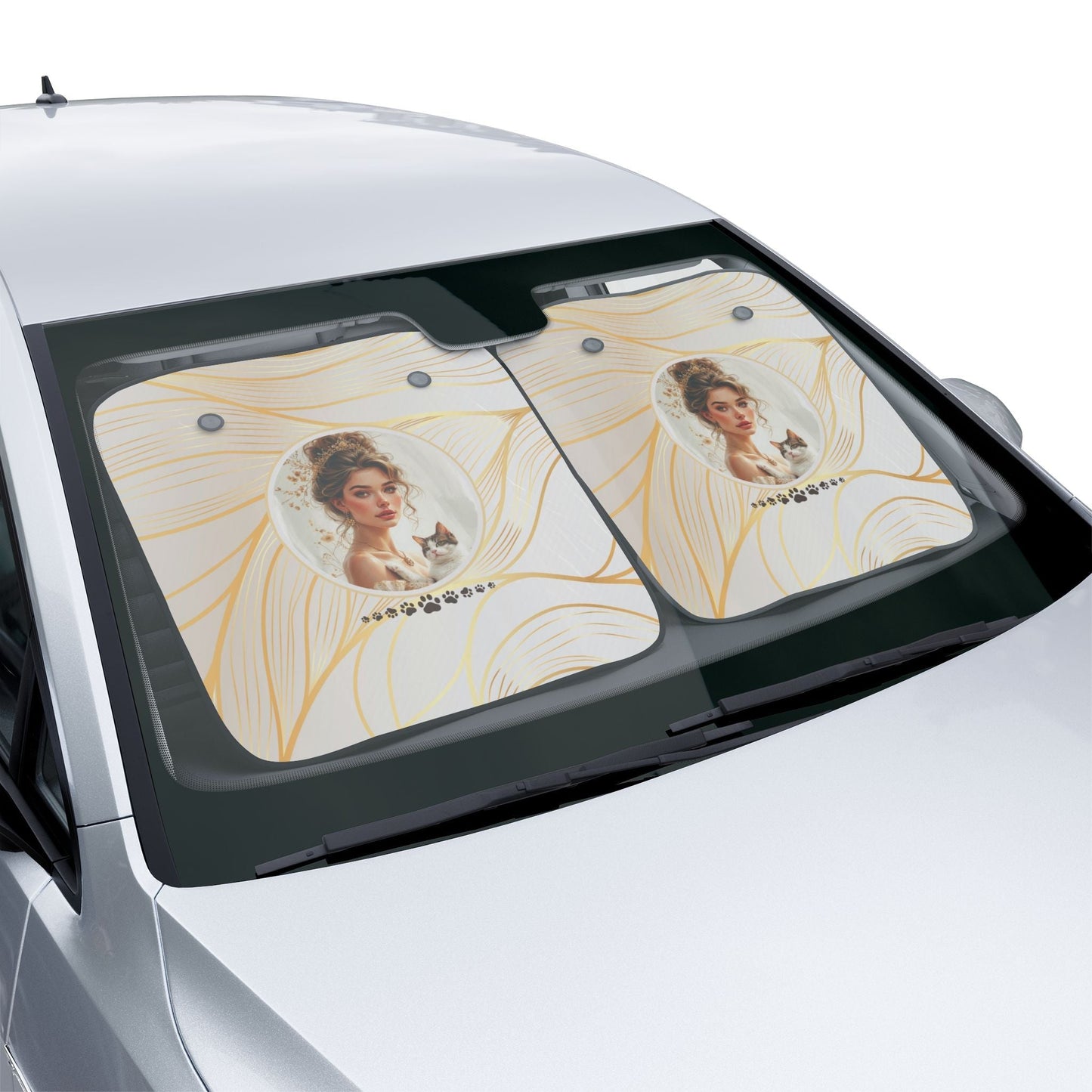 Pare-soleil de voiture Élégante Femme Chat