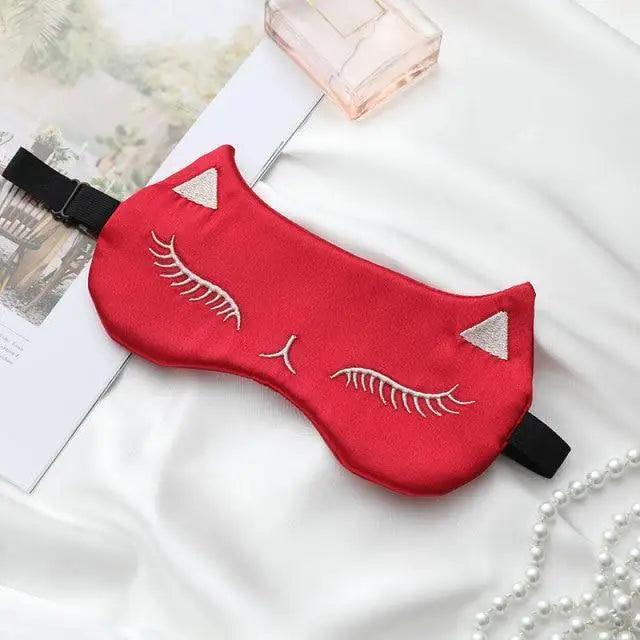 Chic Cat Eye & Ear Design Pure Silk Double-Sided Sleep Mask for Ultimate Comfort - Korvel