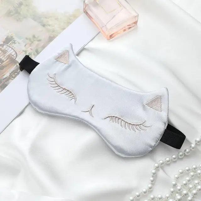 Chic Cat Eye & Ear Design Pure Silk Double-Sided Sleep Mask for Ultimate Comfort - Korvel