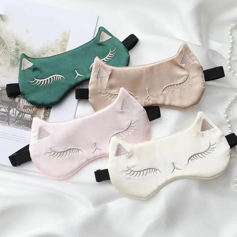 Chic Cat Eye & Ear Design Pure Silk Double-Sided Sleep Mask for Ultimate Comfort - Korvel
