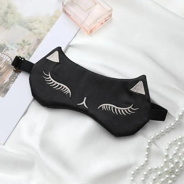 Chic Cat Eye & Ear Design Pure Silk Double-Sided Sleep Mask for Ultimate Comfort - Korvel