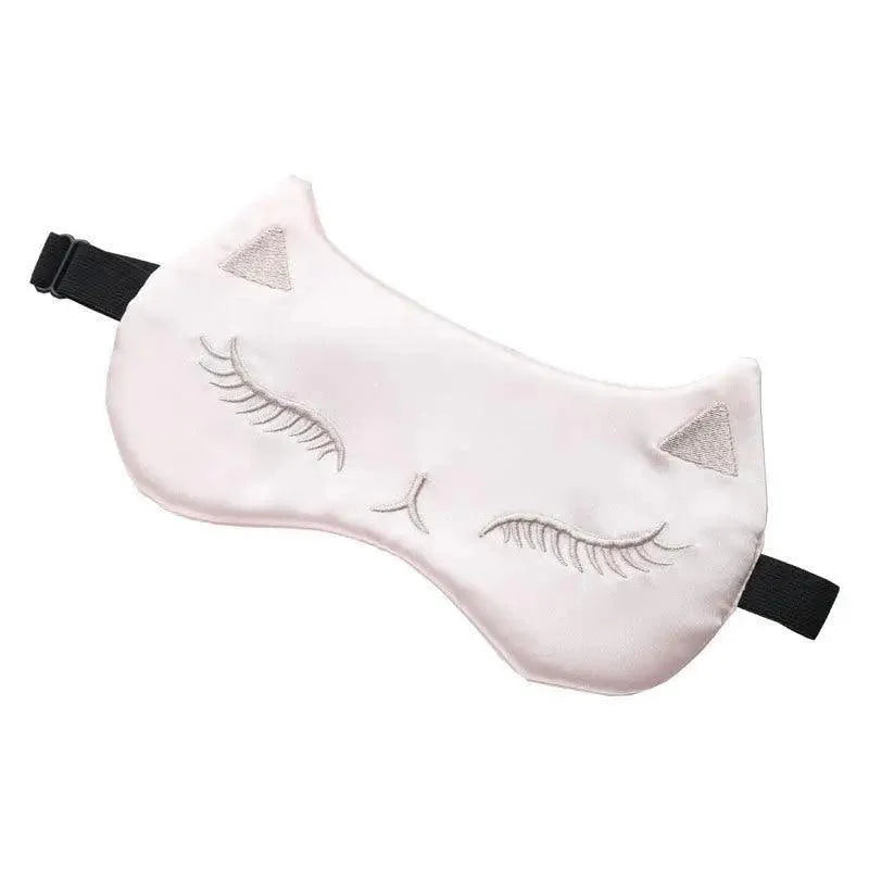 Chic Cat Eye & Ear Design Pure Silk Double-Sided Sleep Mask for Ultimate Comfort - Korvel