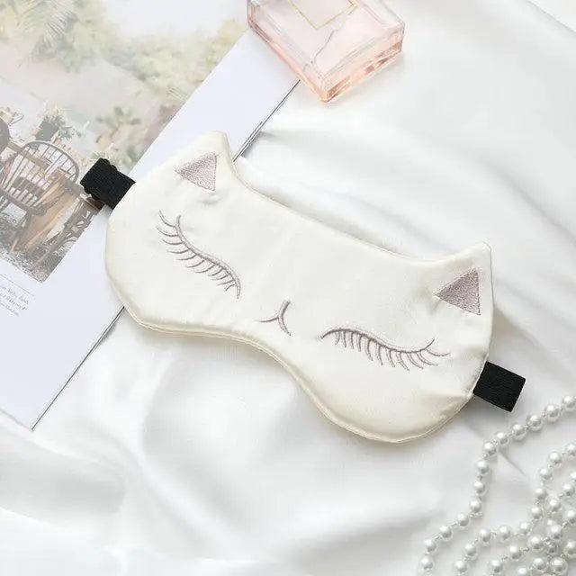 Chic Cat Eye & Ear Design Pure Silk Double-Sided Sleep Mask for Ultimate Comfort - Korvel