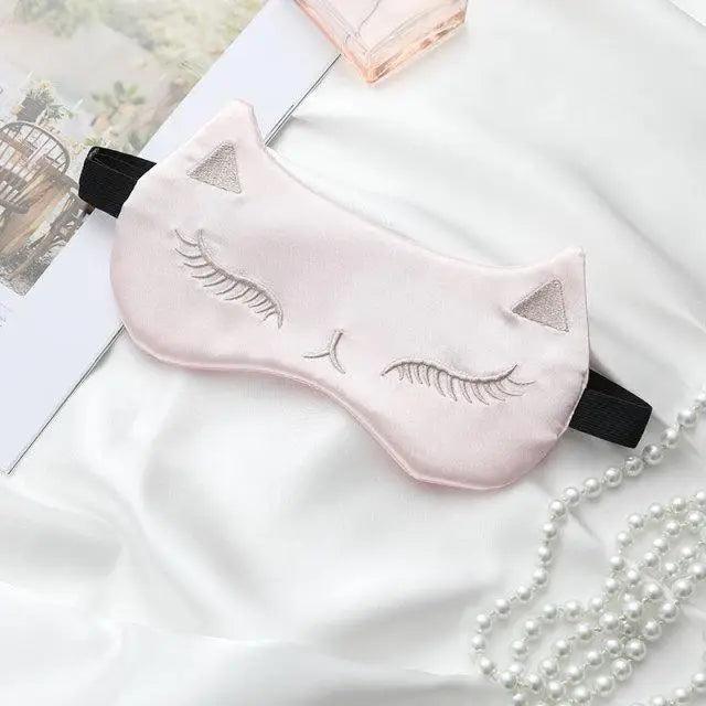 Chic Cat Eye & Ear Design Pure Silk Double-Sided Sleep Mask for Ultimate Comfort - Korvel