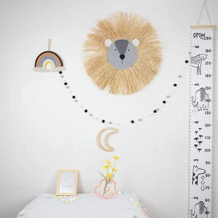 Colgante de Pared de León de Caricatura Tejido a Mano para Habitaciones Infantiles