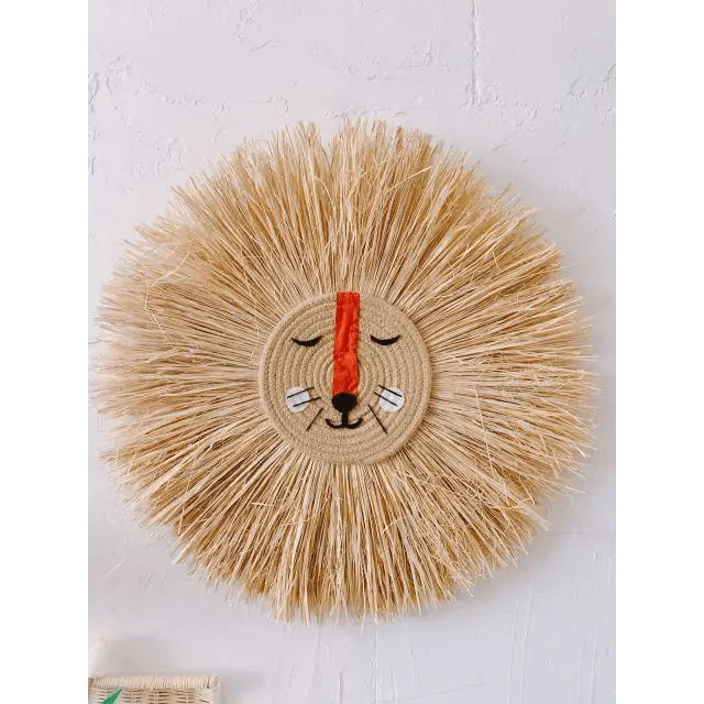 Colgante de Pared de León de Caricatura Tejido a Mano para Habitaciones Infantiles