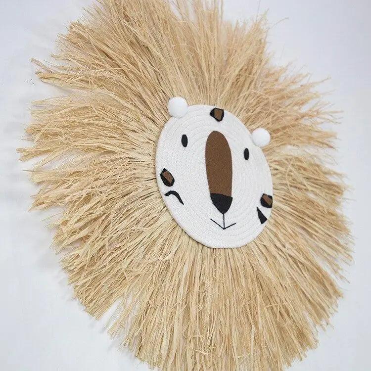 Colgante de Pared de León de Caricatura Tejido a Mano para Habitaciones Infantiles