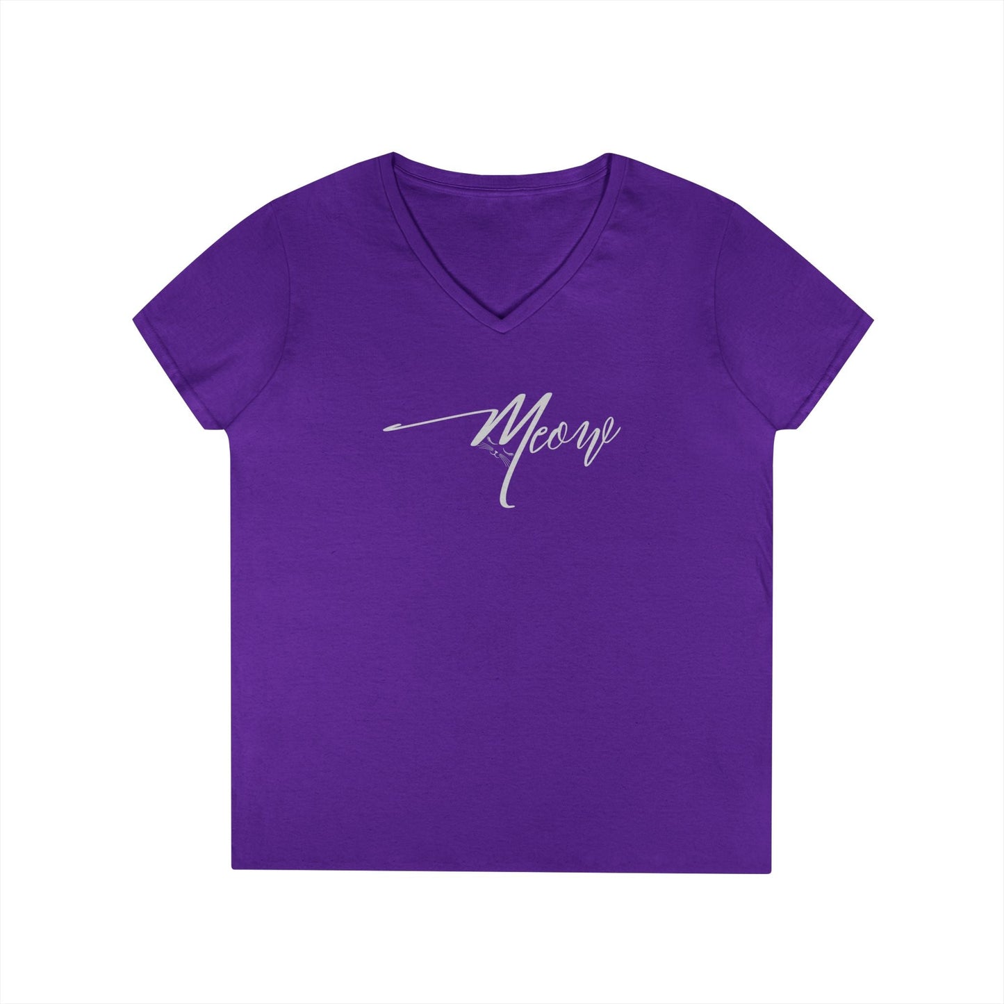 T-shirt à col en V Meow Stylé pour Femmes - Idéal pour les Amoureux des Chats