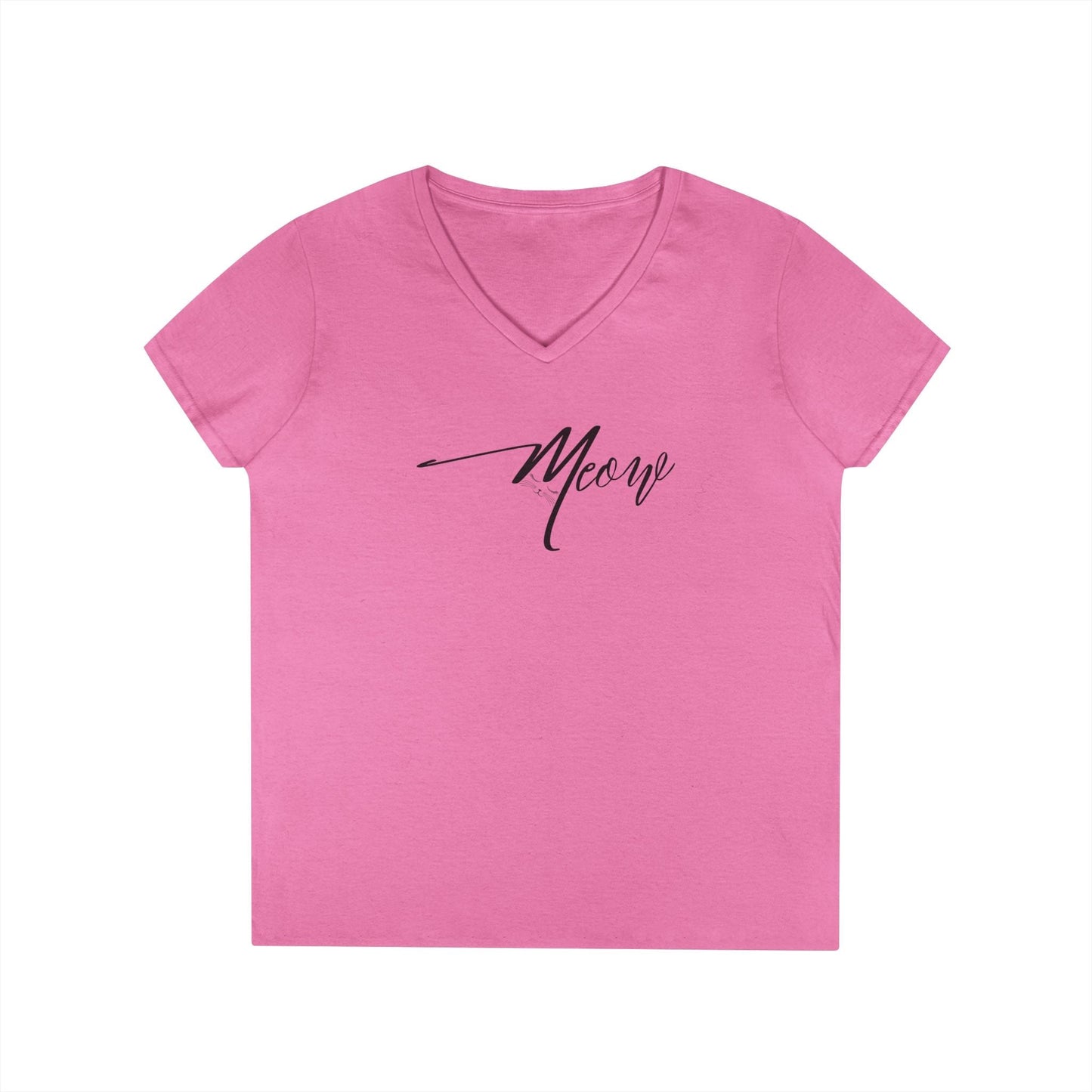 T-shirt à col en V Meow Stylé pour Femmes - Idéal pour les Amoureux des Chats