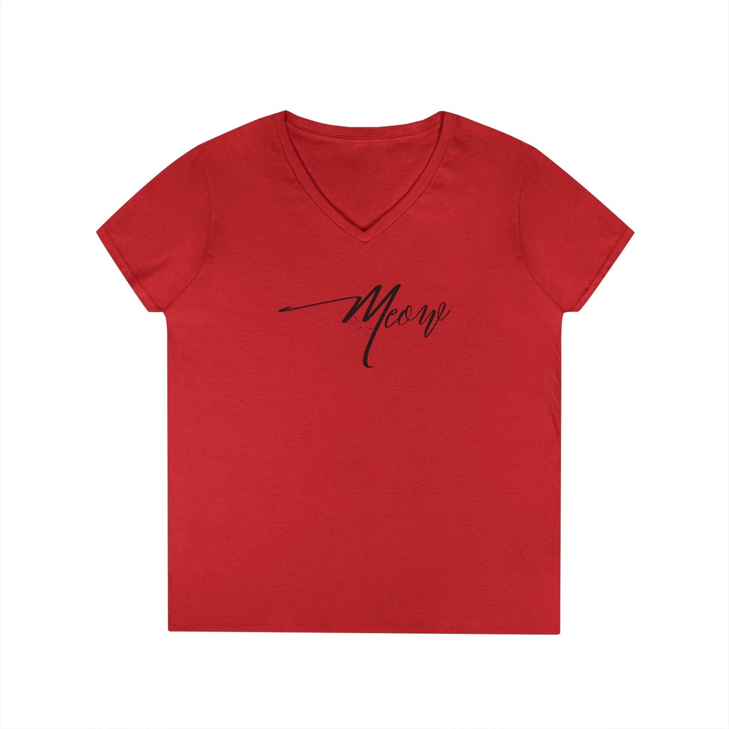 T-shirt à col en V Meow Stylé pour Femmes - Idéal pour les Amoureux des Chats
