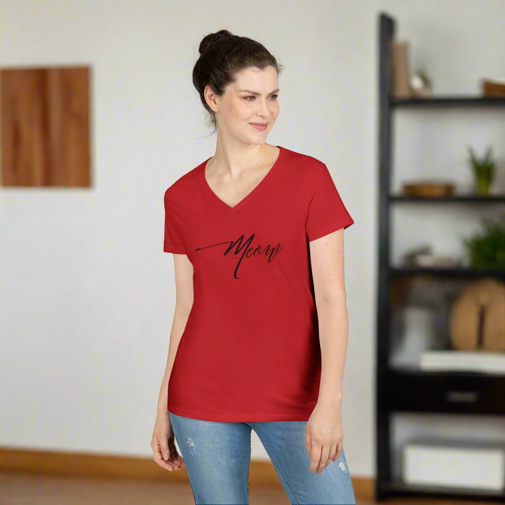 T-shirt à col en V Meow Stylé pour Femmes - Idéal pour les Amoureux des Chats