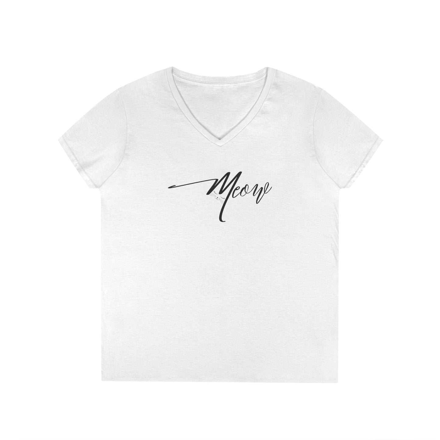T-shirt à col en V Meow Stylé pour Femmes - Idéal pour les Amoureux des Chats