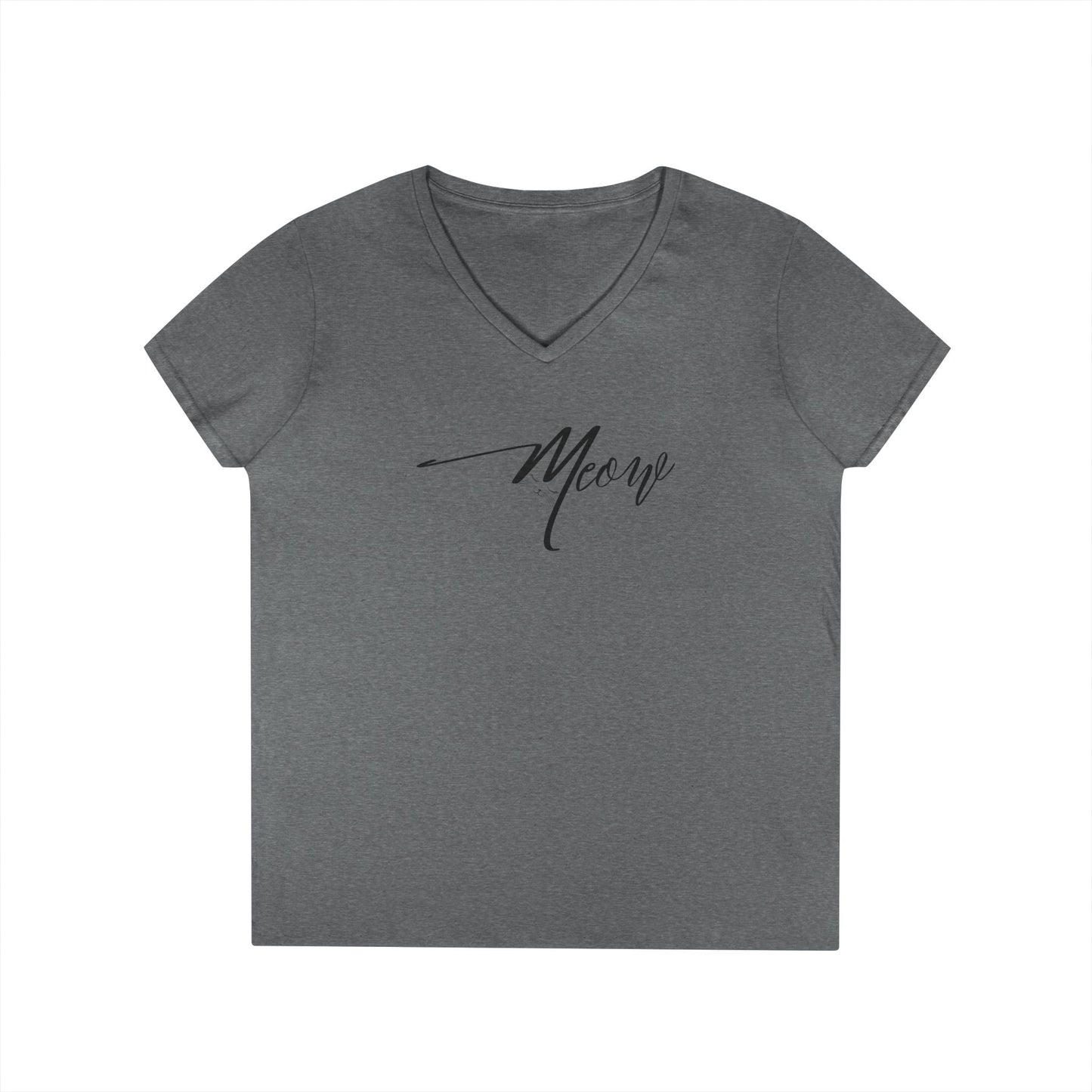 T-shirt à col en V Meow Stylé pour Femmes - Idéal pour les Amoureux des Chats