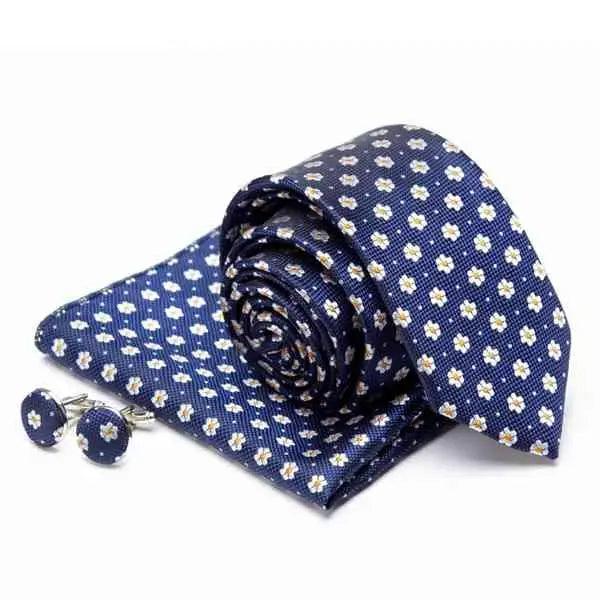 Ensemble de cravate en soie élégante avec pochette et boutons de manchette