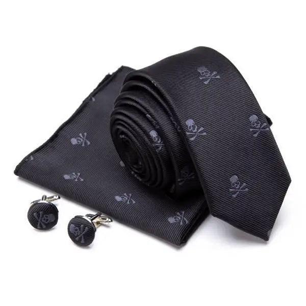 Ensemble de cravate en soie élégante avec pochette et boutons de manchette