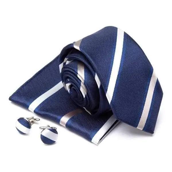 Ensemble de cravate en soie élégante avec pochette et boutons de manchette