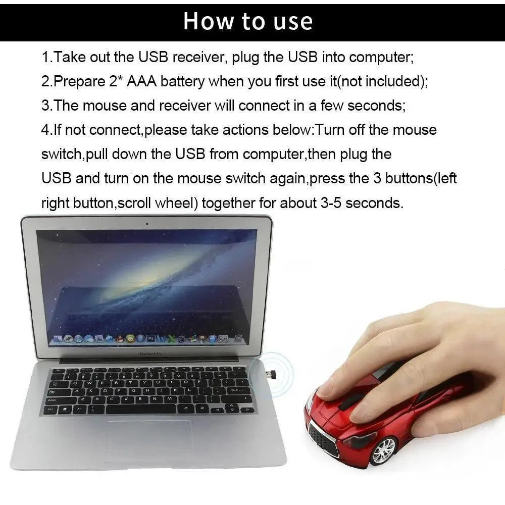 Stylish Wireless Sports Car Mouse - Ergonomic Mini Design