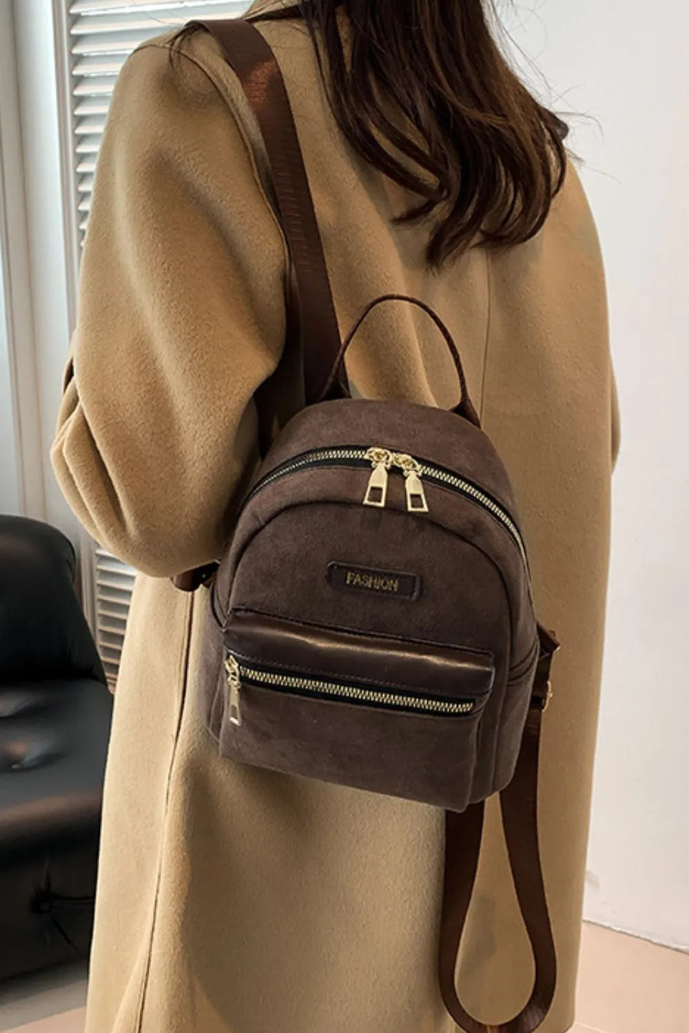 Suede Adjustable Strap Backpack Bag - Korvel