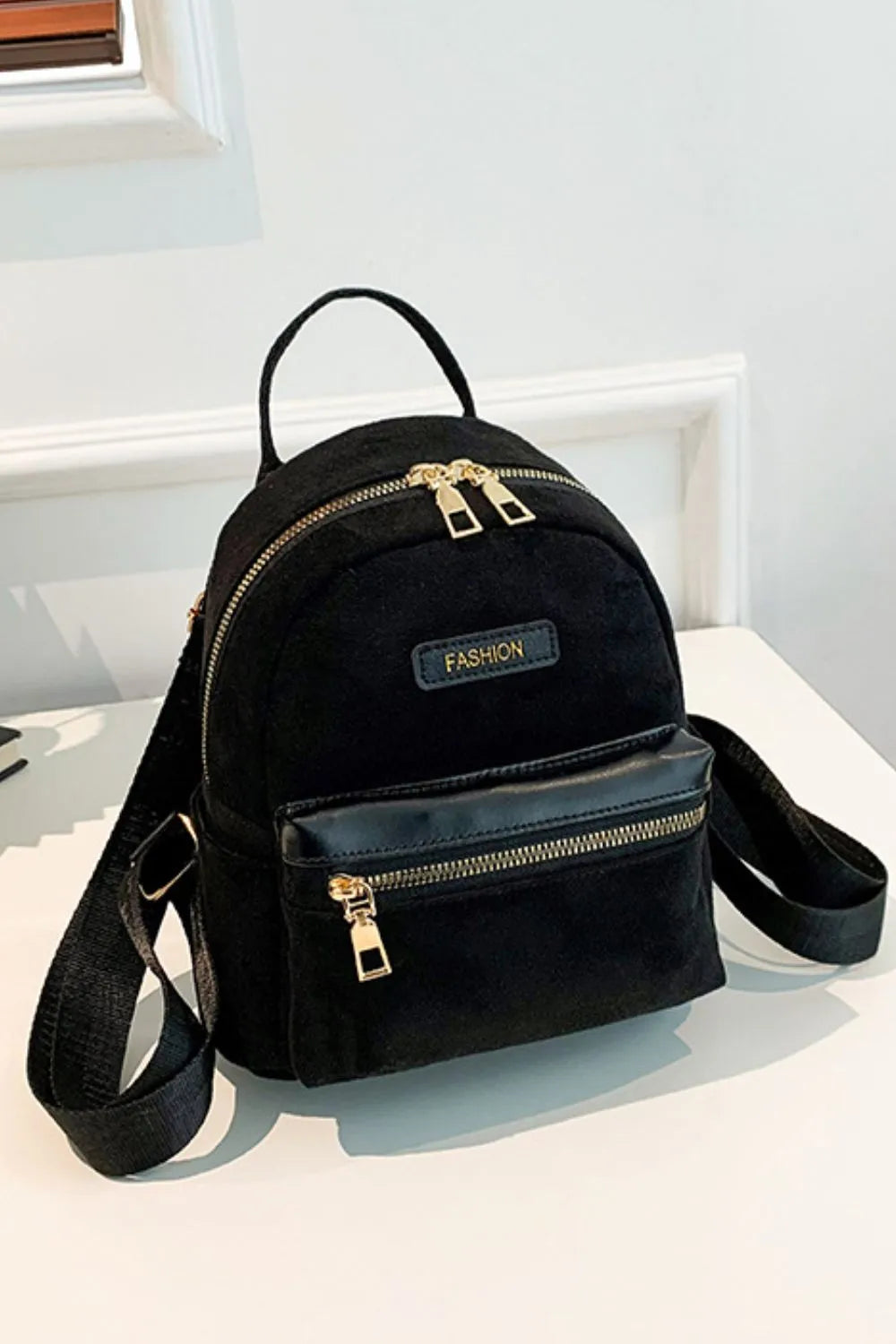Suede Adjustable Strap Backpack Bag - Korvel
