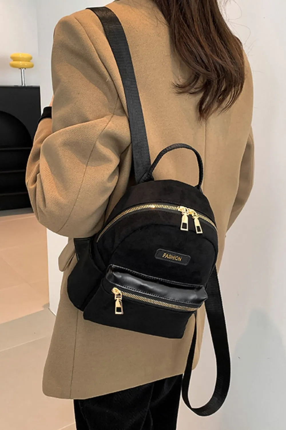 Suede Adjustable Strap Backpack Bag - Korvel