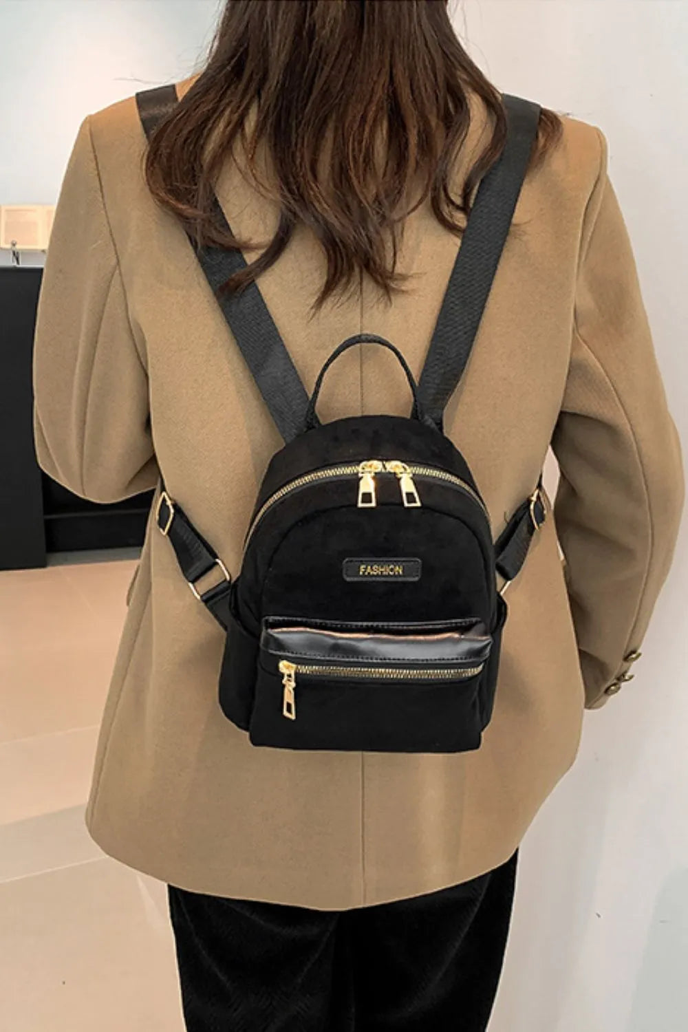 Suede Adjustable Strap Backpack Bag - Korvel