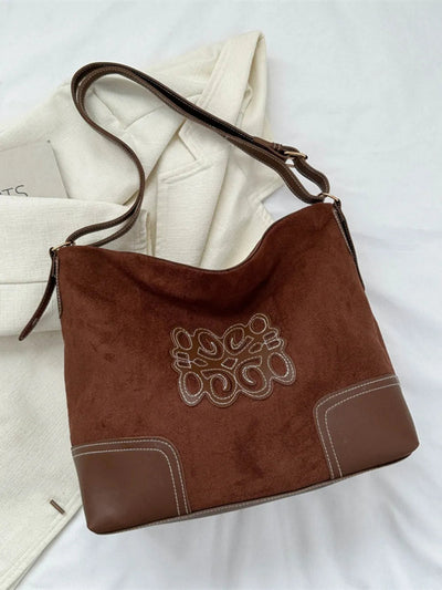 Suede Patch Adjustable Strap Tote Bag - Korvel