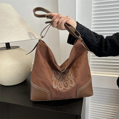 Suede Patch Adjustable Strap Tote Bag - Korvel