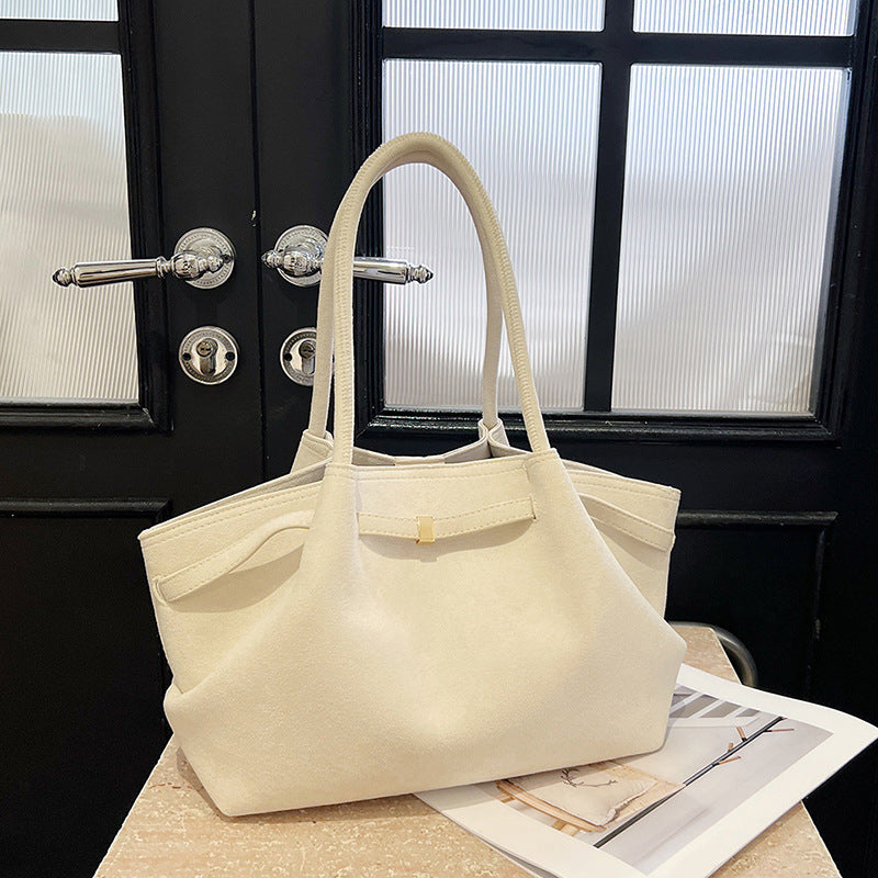 Suede tote bag for women in autumn and winter, high-end and niche design, large capacity commuting retro handbag - Korvel