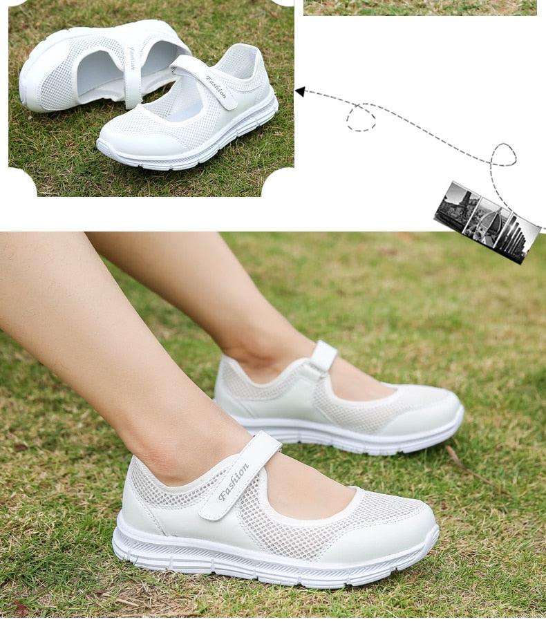 Baskets respirantes d'été pour femmes - Chaussures plates légères