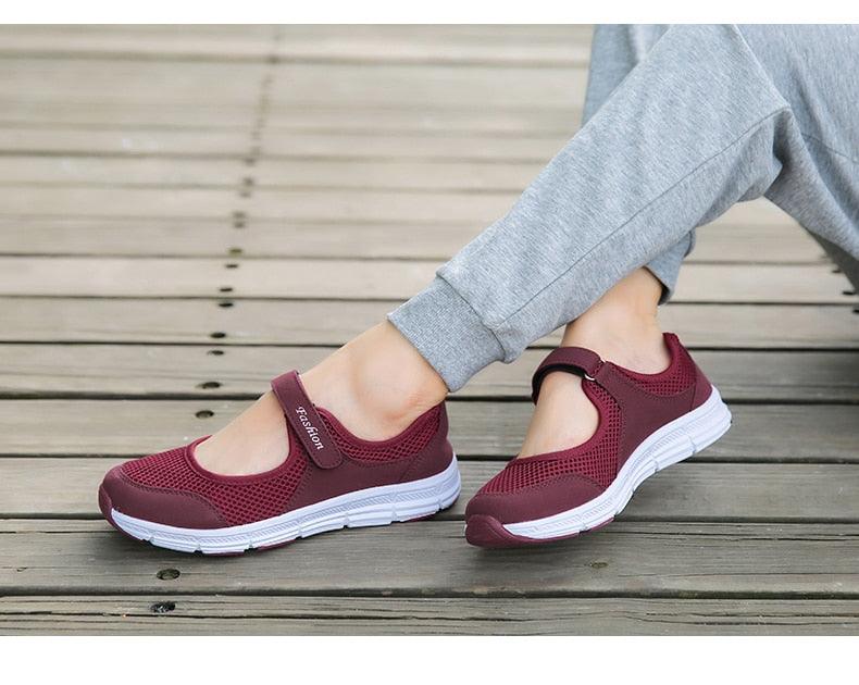 Baskets respirantes d'été pour femmes - Chaussures plates légères
