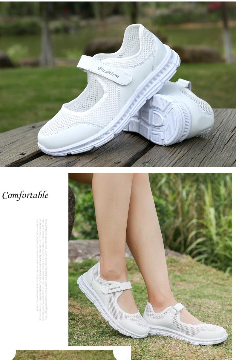 Baskets respirantes d'été pour femmes - Chaussures plates légères