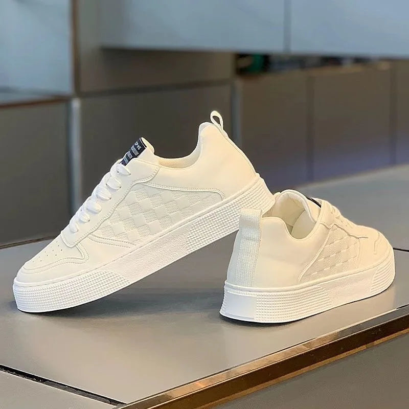 Summer men's new breathable white shoes men's trendy and versatile thick soled sports shoes casual shoes board shoes trendy shoes - Korvel