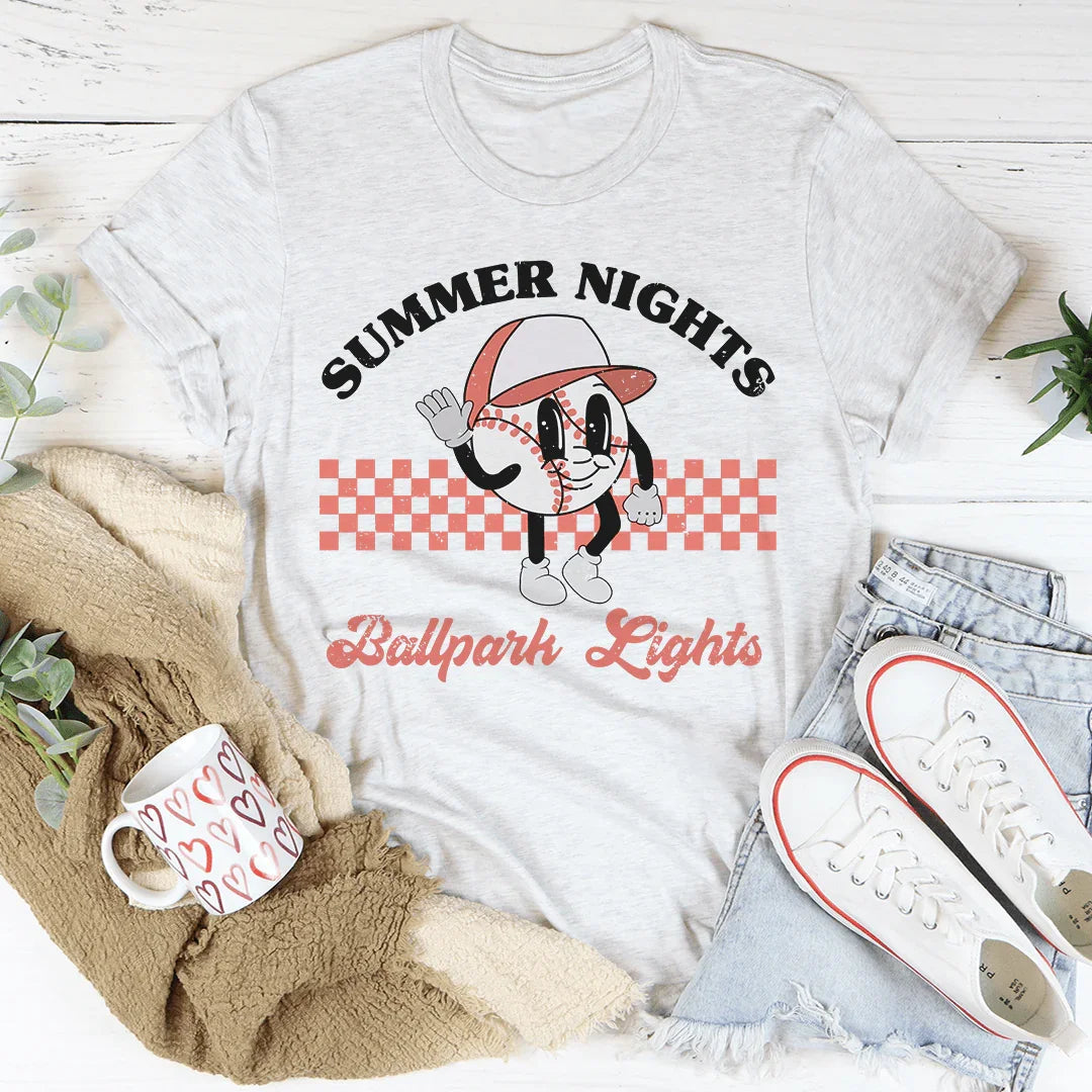 Camiseta con luces del estadio de béisbol de Summer Nights