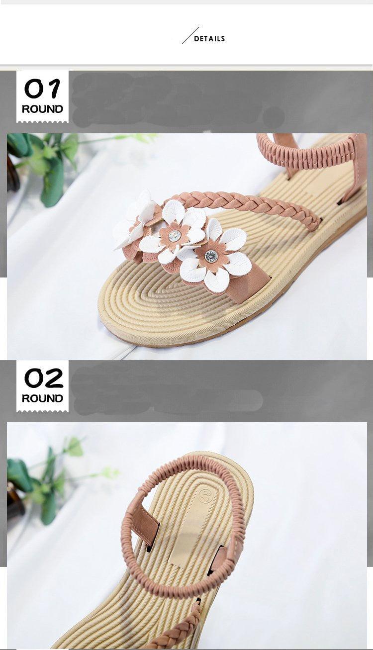 Sandalias Planas con Tira en el Tobillo de Flores para Mujer STEVVEX