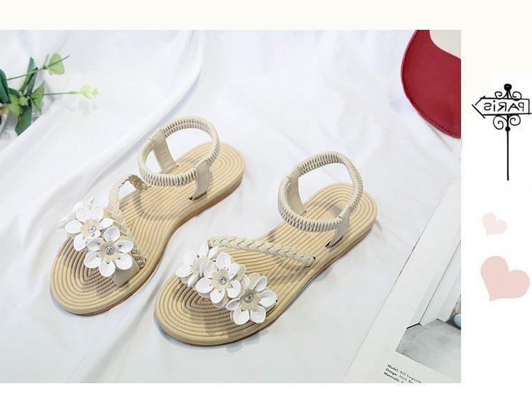Sandalias Planas con Tira en el Tobillo de Flores para Mujer STEVVEX