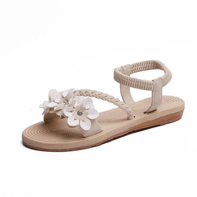 Sandalias Planas con Tira en el Tobillo de Flores para Mujer STEVVEX