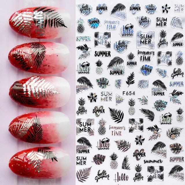 Autocollants d'ongles 3D Plage Tropicale pour Manucures