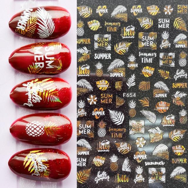 Autocollants d'ongles 3D Plage Tropicale pour Manucures
