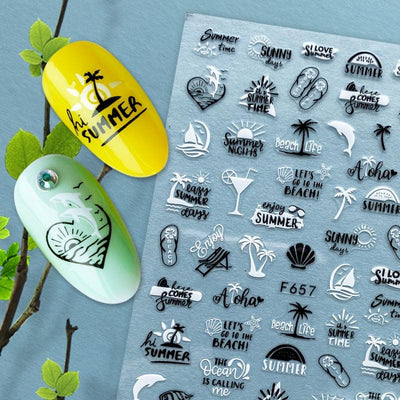 Tropical Beach 3D Nail Art Stickers for Manicures