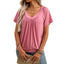 Summer women's new V-neck pleated loose short sleeved T-shirt for women - Korvel
