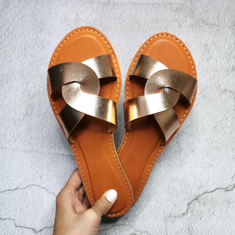 Chic Summer Flat Sandals for Women - Stylish & Comfortable Slip-Ons - Korvel