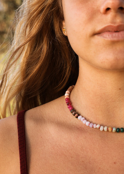 Natural Gemstone Necklace + 14k Gold Filled Toggle : Sedona - Korvel