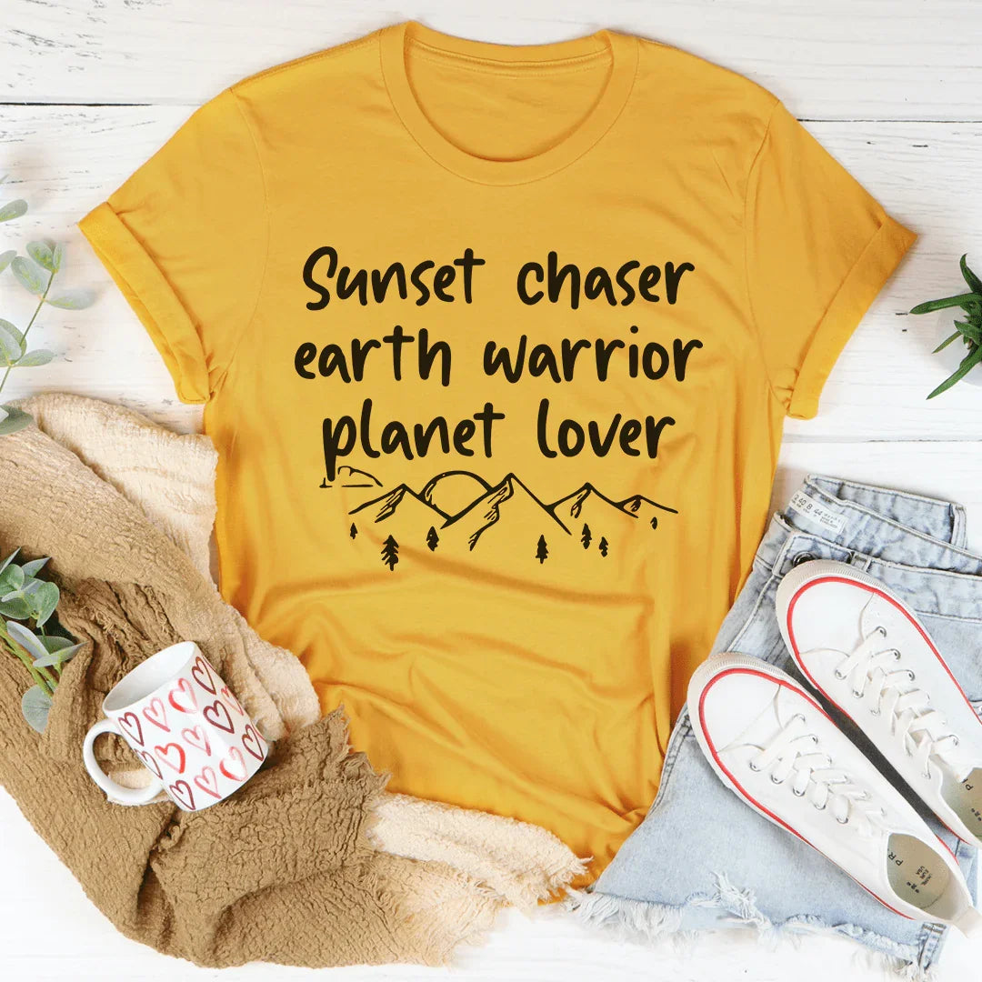 Sunset Chaser Earth Warrior Planet Lover Tee - Korvel
