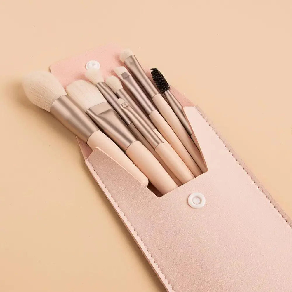 Luxury 8-Piece Travel Makeup Brush Set for Flawless Beauty - Korvel