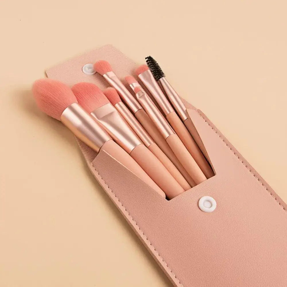 Luxury 8-Piece Travel Makeup Brush Set for Flawless Beauty - Korvel