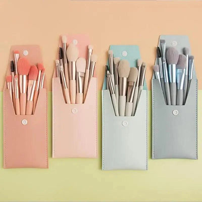 Luxury 8-Piece Travel Makeup Brush Set for Flawless Beauty - Korvel
