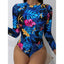Conjunto de Bikini de Manga Larga con Estampado de Tigre para Mujeres