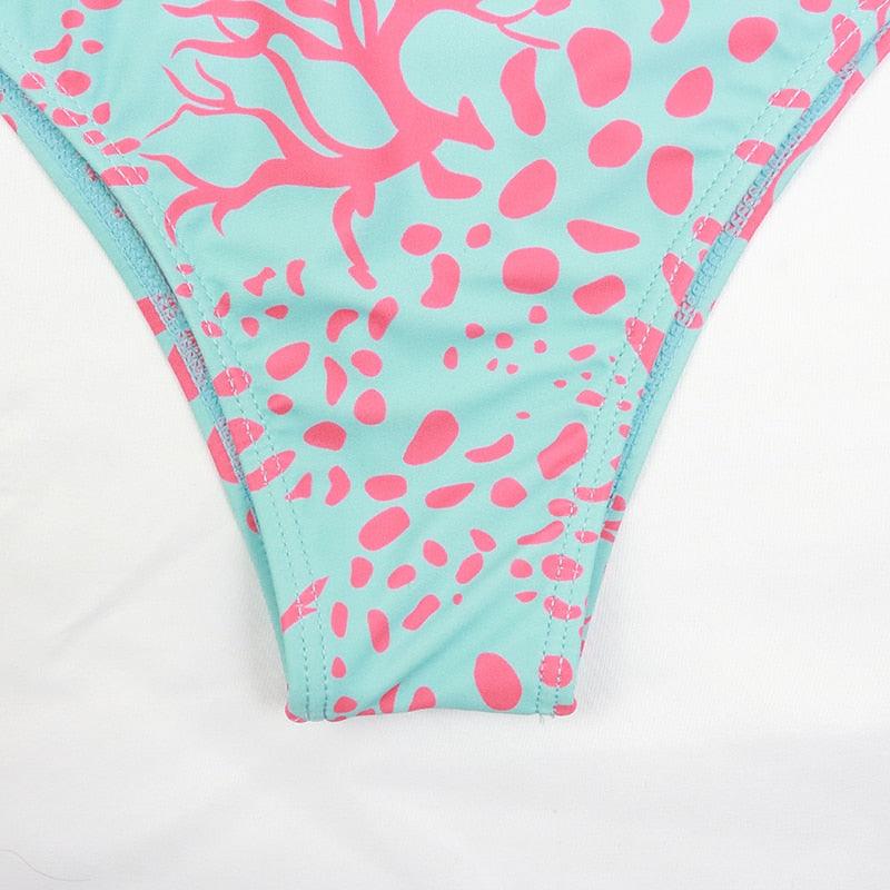 Conjunto de Bikini de Manga Larga con Estampado de Tigre para Mujeres